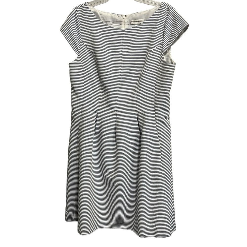 Christopher & Banks Blue & White Striped A-Line Dress Size 16